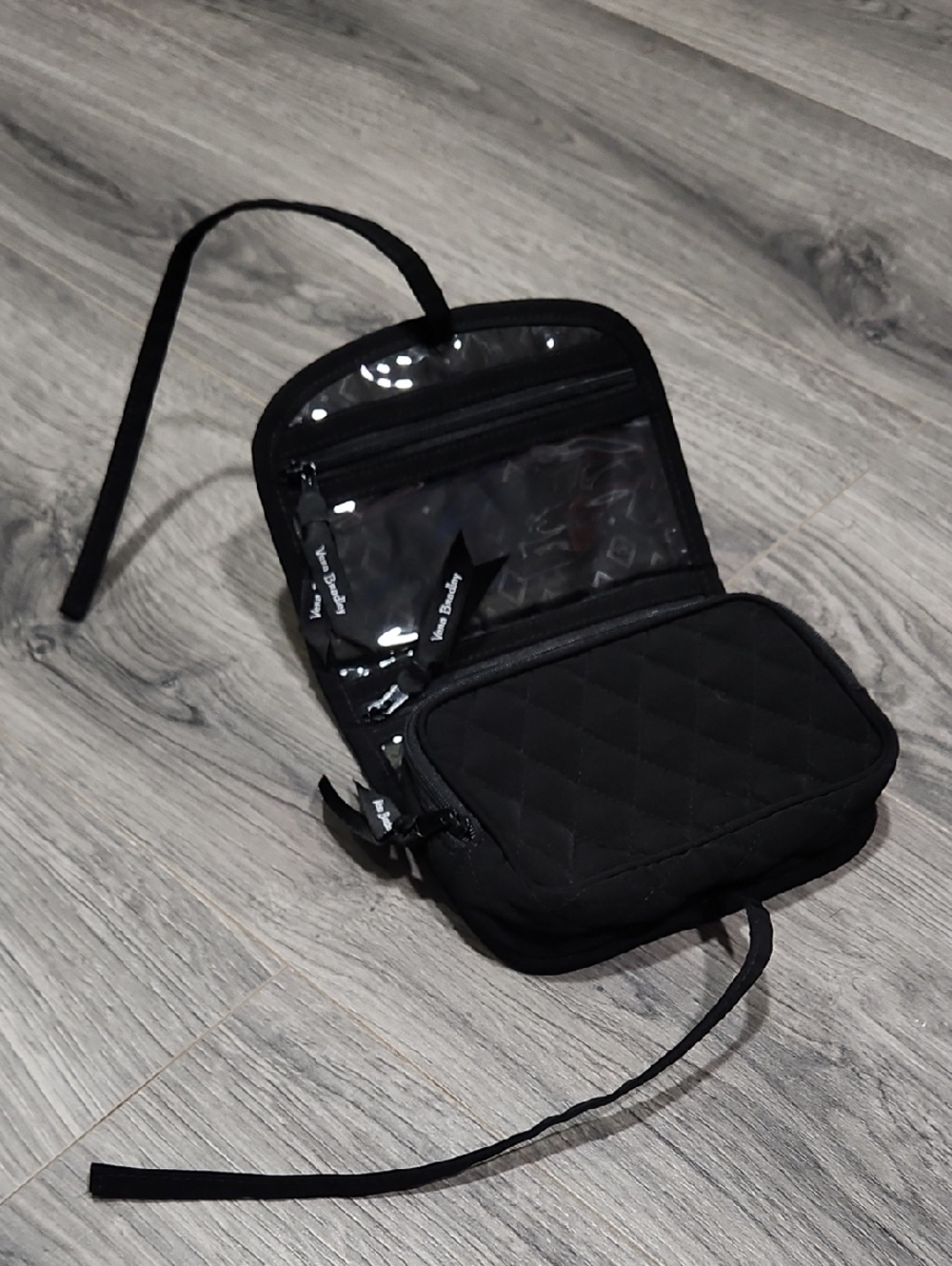 EUC Vera Bradley Black Quilted Mini Travel Jewelry Or Makeup Bag